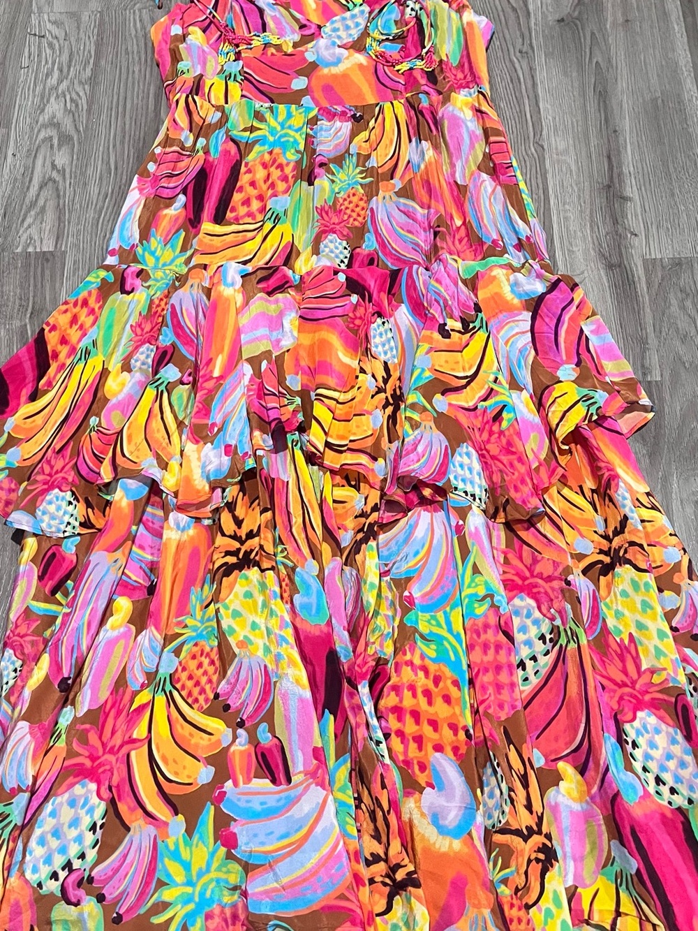 FARM Rio Multicolor Tropical Tiered Maxi summer Boho Dress Sz XL - Picture 10 of 15